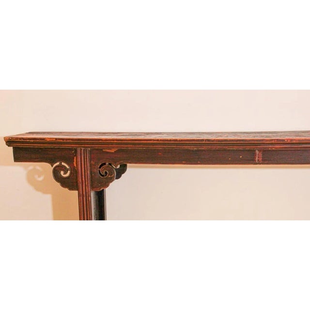 Late 19th Century 19th-Century Chinese Qing Dynasty Elmwood Altar Console Table, Shanxi, 107 Inches For Sale - Image 5 of 13