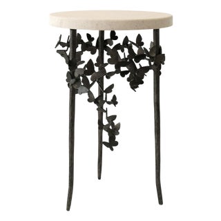 Warm Black Butterfly Accent Table Travertine For Sale