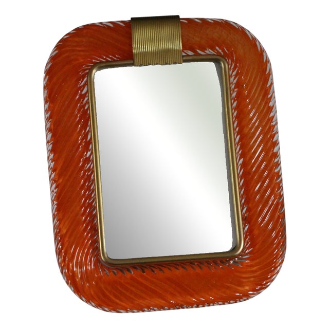Orange Twisted Murano Glass and Brass Photo Frame, 2000s For Sale