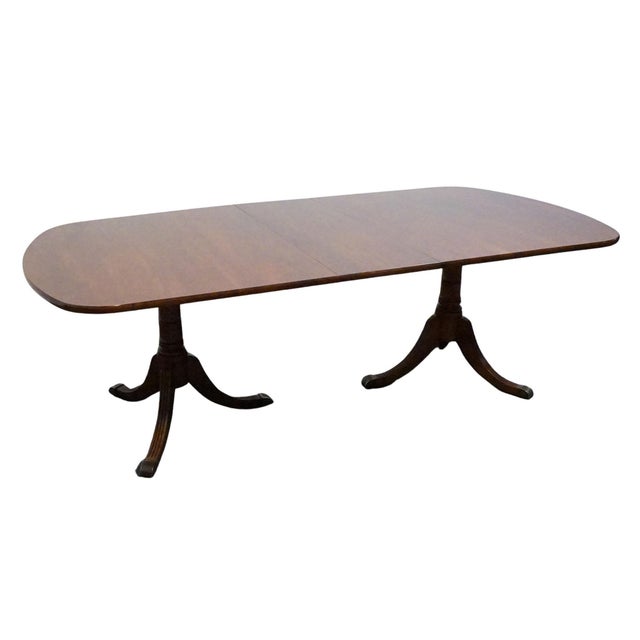 VINTAGE ANTIQUE Solid Mahogany Traditional Duncan Phyfe Style 92" Double Pedestal Dining Table 30" High 77" Wide 45" Deep...