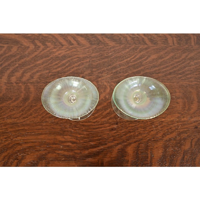Early 20th Century Louis Comfort Tiffany Favrile Pastel Iridescent Art Glass Candlesticks, Pair For Sale - Image 5 of 11