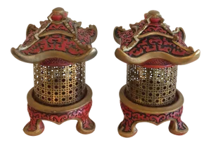 Vintage Pagoda Table Lamps Lanterns - a Pair