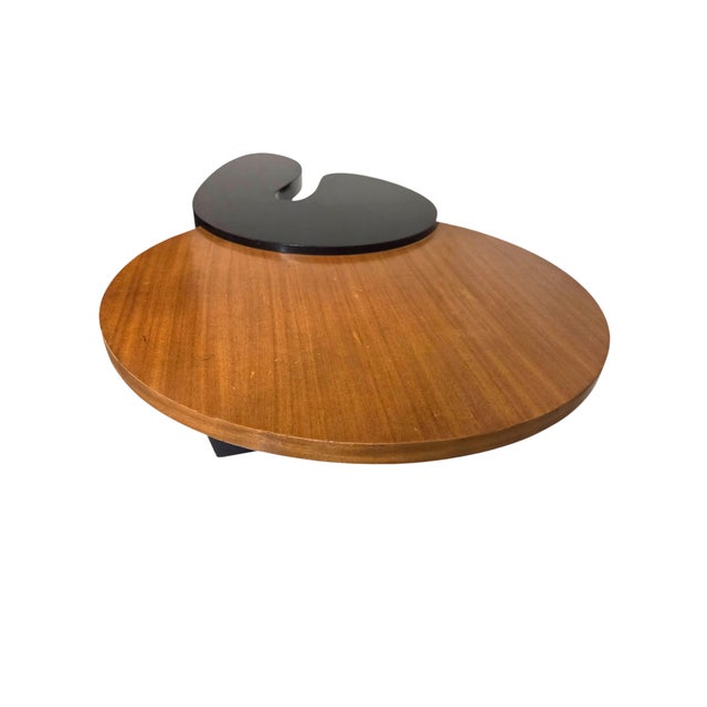 Large Biomorphic Kidney Shaped Two-Tone Mahogany & Black Coffee / Cocktail Table For Sale - Image 12 of 18