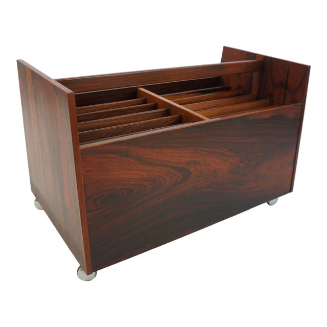 Mid 20th Century Rolf Hesland for Bruksbo Brazilian Rosewood Lp Record Caddy/Magazine Rack For Sale