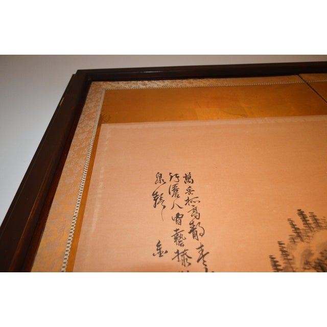 Japanese Early 20th Century Japanese Chinese Asian Calligraphy Hand Painted Six Panel Paper Screen Folding Byobu For Sale - Image 3 of 10