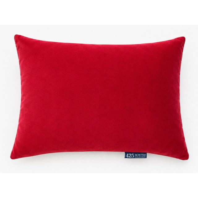 425 South Los Angeles Red Geometric Cut Velvet Lumbar Pillow with Down Insert A sophisticated 425 South Los Angeles...