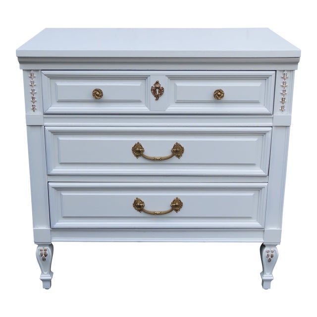 Dixie French Shabby Chic Painted Nightstand Side End Table 6572 For Sale