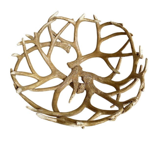 Plastic 1990s Rustic Resin Antler Bowl For Sale - Image 7 of 7