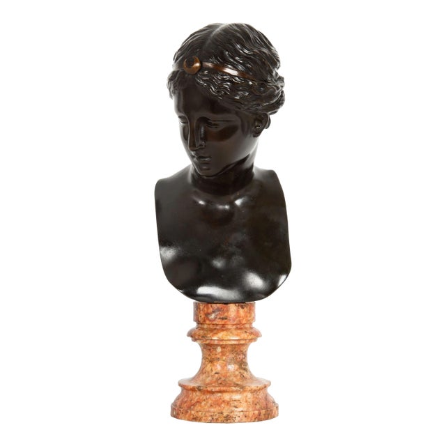 Italian Grand Tour Bronze Sculpture Bust of Diana by Del Nerro Foundry For Sale