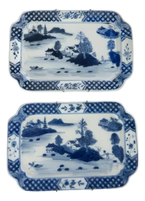 Mid 20th Century Pair of Chinese Blue and White Porcelain Plates