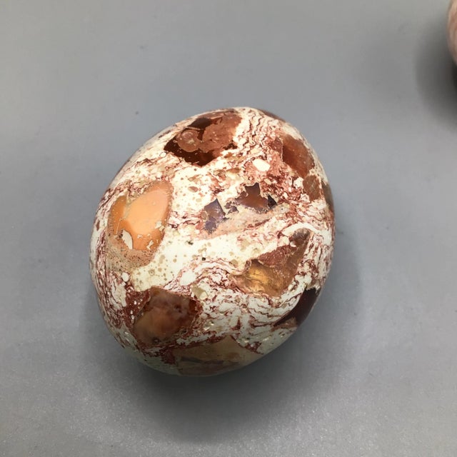 Onyx Eggs - Matrix Fire Opal, Jasper and Butterscotch -Set of 3 For Sale - Image 11 of 12