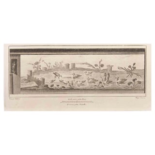 Luigi Aloja, Landscape with Animals, Etching, 18th Century For Sale