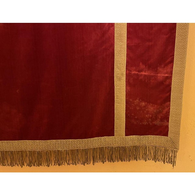 Antique Italian Red Silk Velvet Altar Back, 1800s For Sale - Image 3 of 7