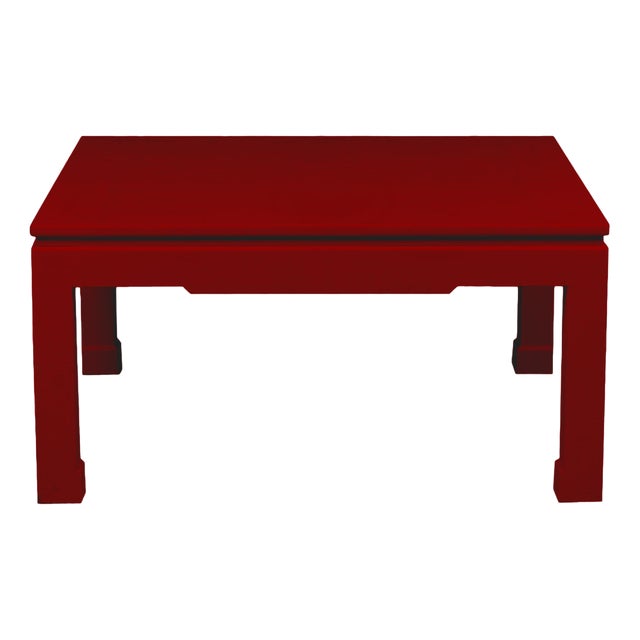 Carl Springer Style Classic Burgundy Raffia-Wrapped Ming Coffee Table For Sale