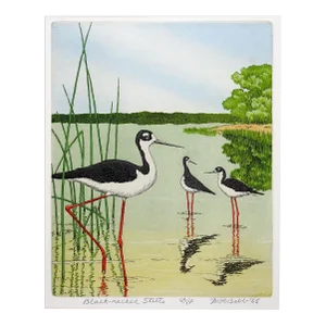 Vintage 1965 Maurie Bebb Shore Bird Aquatint Etching