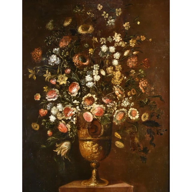 Rococo Andrea Scacciati, Flowers Still Life, 1680, Oil on Canvas, Framed For Sale - Image 3 of 18