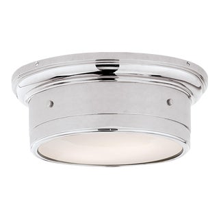 Visual Comfort Signature Siena Small Flush Mount in Chrome with White Glass For Sale