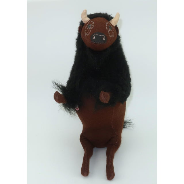 Textile Annalee Handpainted Wool Fleece & Felt Buffalo Figure, 1997 For Sale - Image 7 of 13