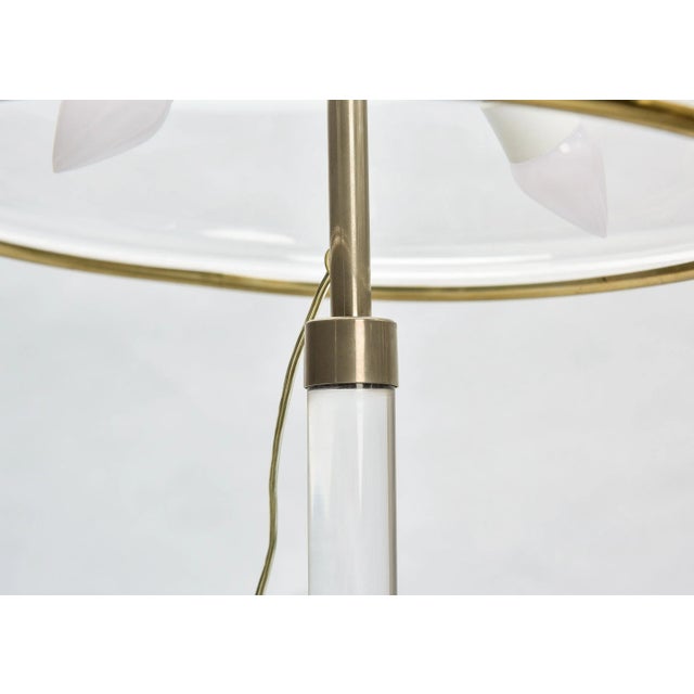 1970s Pair Mid Century Italian Lamps With Lucite Base and All Glass Shades For Sale - Image 5 of 12