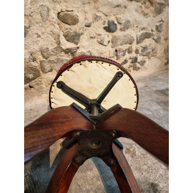 Brown Antique Adjustable Piano Stool in Mahogany, 1890s For Sale - Image 8 of 13
