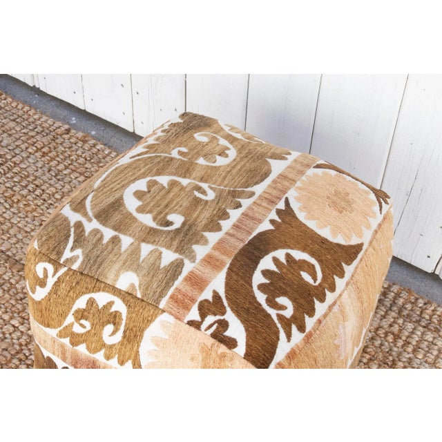 19th Century Karakol Antique Suzani Cube Ottoman For Sale - Image 5 of 7
