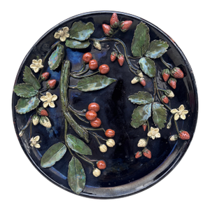 19th Century French Majolica Pottery Cherries & Strawberries Platter