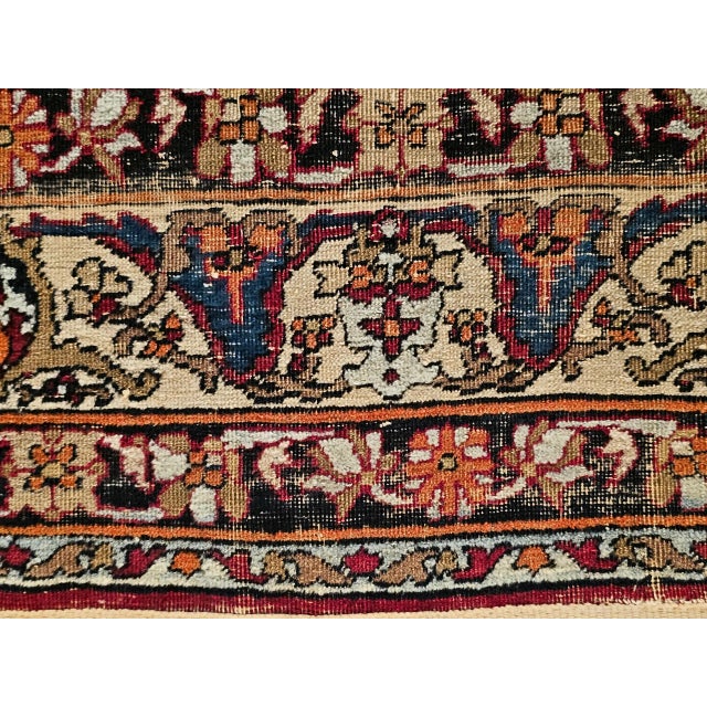 19th Century Persian Kashan Area Rug, Handwoven Medallion Design, Red & Navy, 4’ X 7’ For Sale - Image 4 of 12