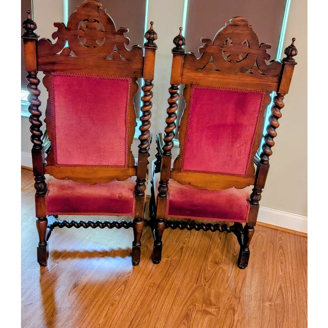 Renaissance Pair of Renaissance 19th Century Carved Throne Armchairs For Sale - Image 3 of 11