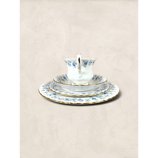 White Vintage English Royal Albert Memory Lane Bone China Quartet - Set of Four For Sale - Image 8 of 16