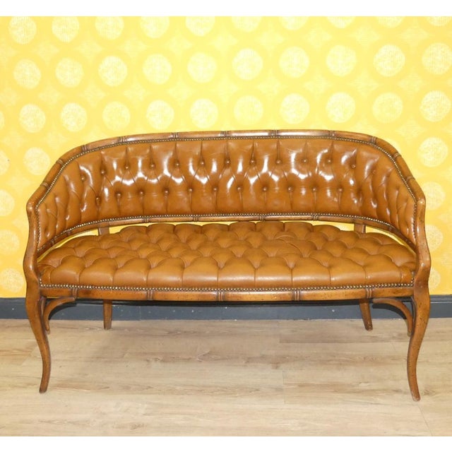 Vintage Chesterfield Style Leather Caramel Two-Seater Sofa, 1960s For Sale - Image 3 of 11