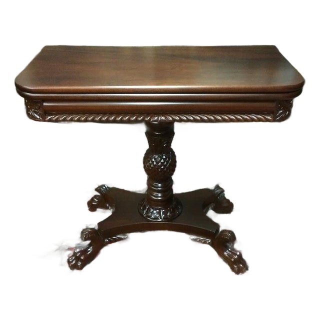 Antique Empire Games Table, Mahogany Game Table For Sale
