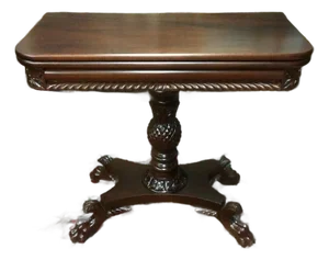 Antique Empire Games Table, Mahogany Game Table