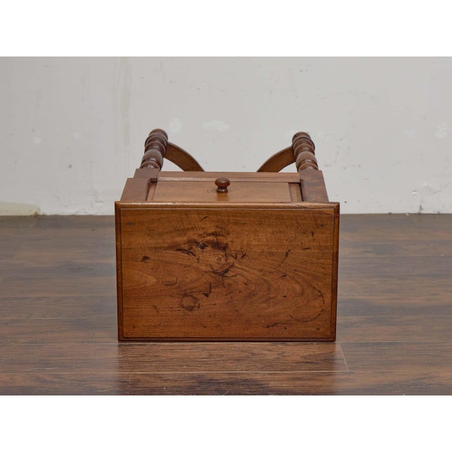 19th Century French Walnut Side Table With Sliding Door and Turned Legs For Sale - Image 12 of 12