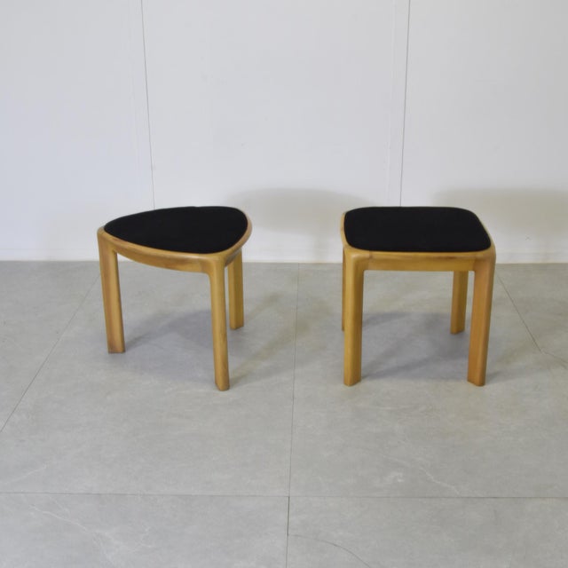 Wood Set of De Nos Stools in Beech with Fabric Seats by Angelo Mangiarotti for La Fonte Del Mobile, 1970s For Sale - Image 7 of 9
