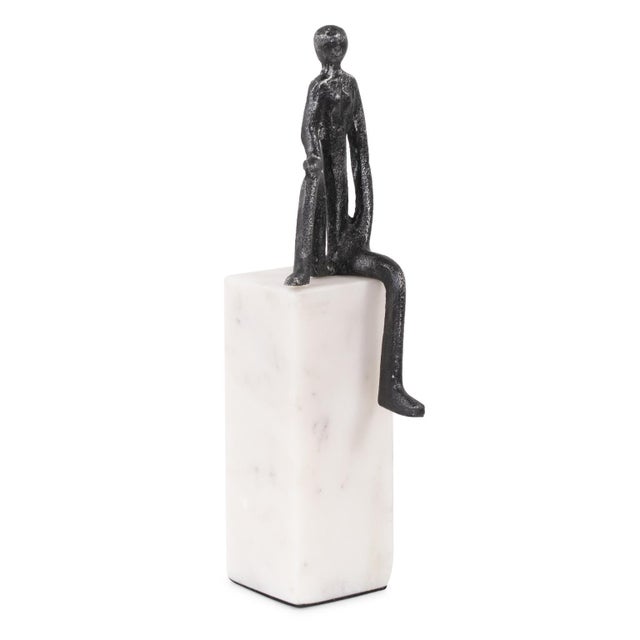 Art Deco Proud Moment Sculpture on White Marble Base For Sale - Image 3 of 10
