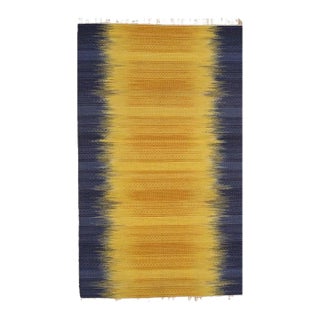 9x12 Yellow Flat Weave Wool Ombre Horizon Geometric Modern Carpet Rug For Sale