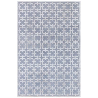 Modern Geometric Chain Link Slate Gray Rug "Cadena" by Doris Leslie Blau For Sale