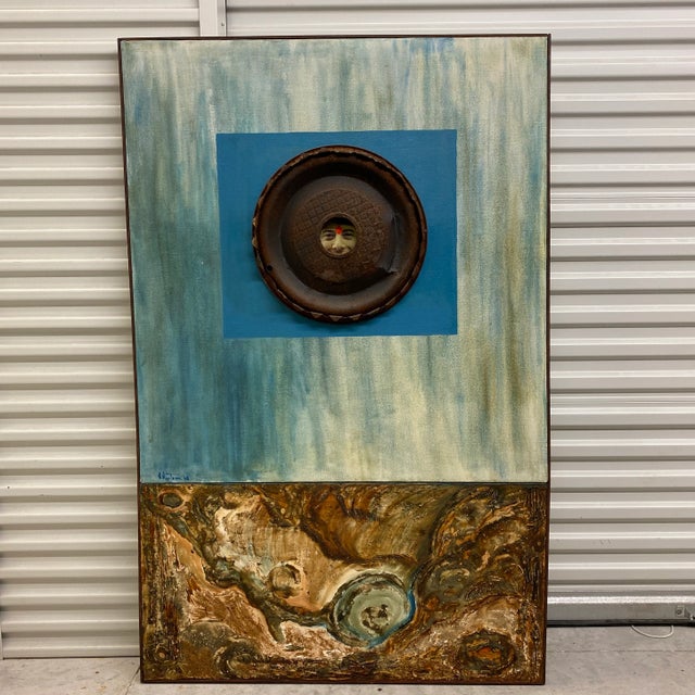 1960s Modern Abstract Mixed-Media Painting, Framed For Sale - Image 10 of 10