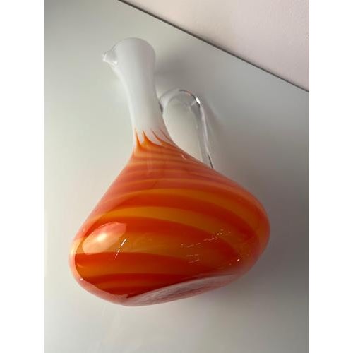 Glass Opal Glass Vase with Flame Pattern by Vetreria Artigiana Sanminiatello For Sale - Image 7 of 11