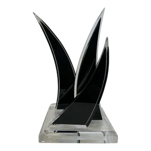 Vintage Signed David Muniz Acrylic/Lucite Sculpture Art Piece in Transparent and Black Onyx