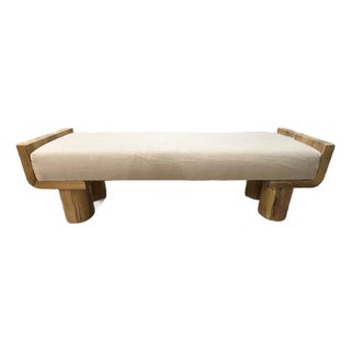 Arteriors Linen and Wood Bench For Sale