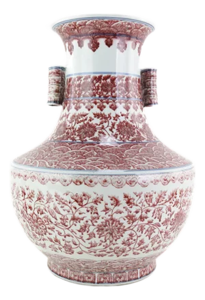 Qianlong Mark, Blue and White Underglaze Red Flower and Seawater Pattern Large Vase