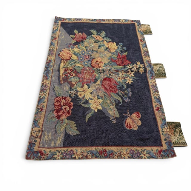 A charming vintage Chinese tapestry from the 1960s, handmade in wool on a cotton foundation and inspired by the decorative...