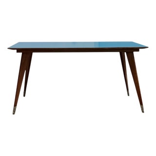 Rectangular Dining Table with Blue Top by Gio Ponti, 1950s For Sale