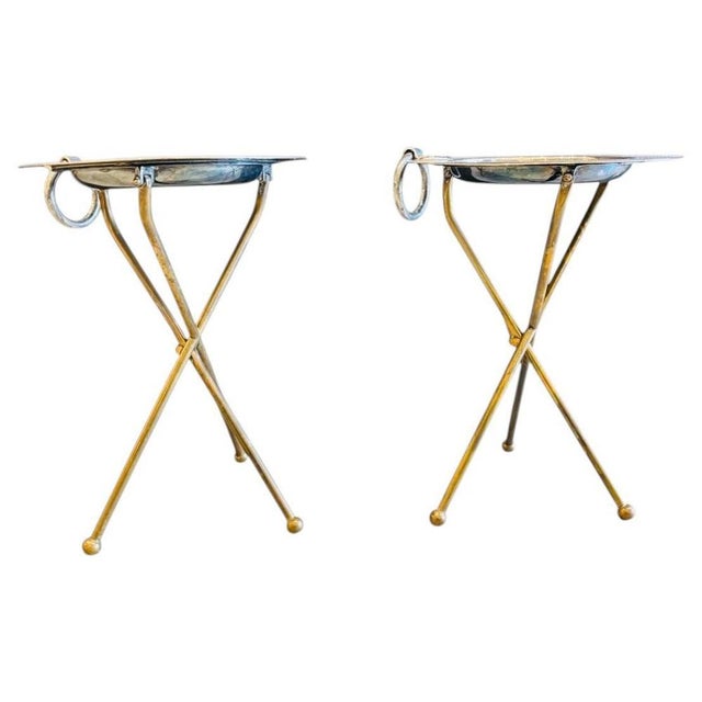 Neoclassical Collapsing Side Tables, 1960s, Set of 2 For Sale - Image 3 of 12