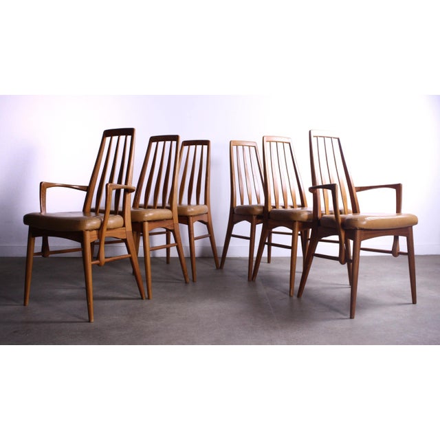 Mid-Century Modern Mid-Century Modern Koefoeds Hornslet 'Eva' Teak and Leather Dining Chairs - Set of 6 For Sale - Image 3 of 5