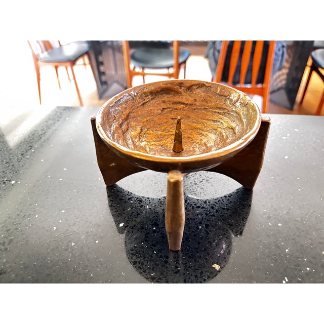 Metal Brutalist Bronze Candlestick by Michael Harjes, Germany, 1960 For Sale - Image 7 of 10