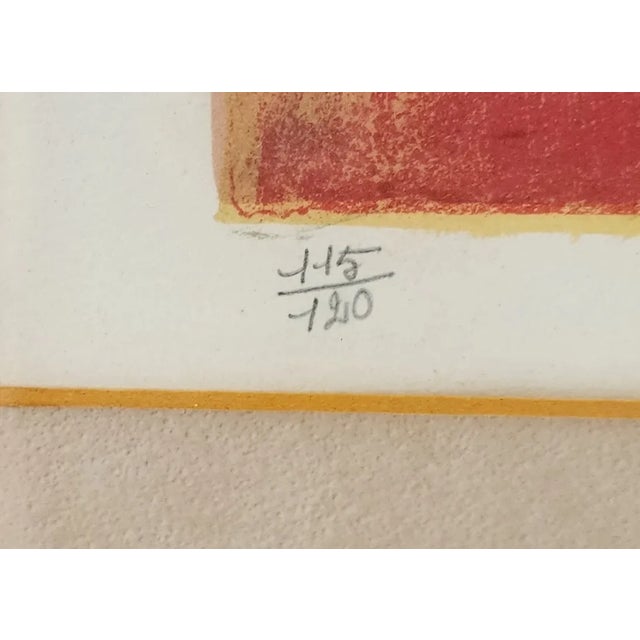 Signed and framed limited edition mid century abstract print of an orchestra by Camille Hilaire, edition 115 of 120....