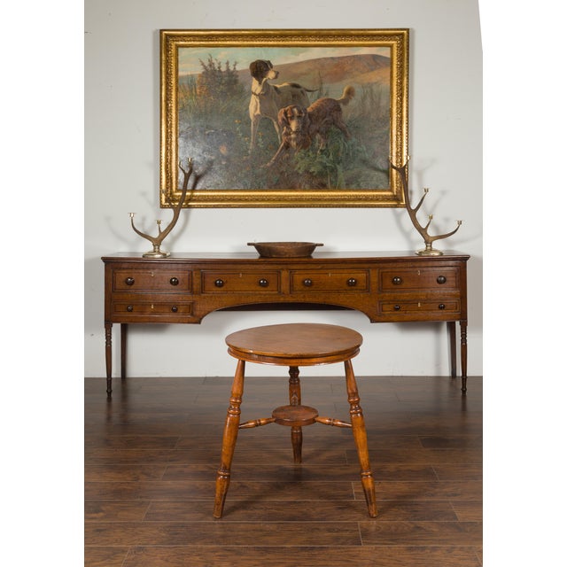 Mid 19th Century English 1860s Cricket Table with Turned Legs and Circular Sycamore Top For Sale - Image 5 of 12
