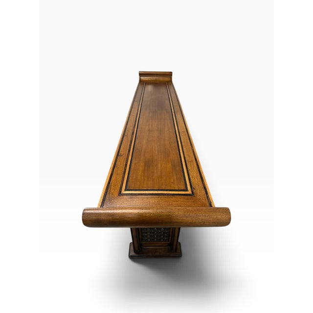 Vintage Chinese Ming Style Hardwood Altar Console Table With Brass Studs & Fretwork For Sale In Miami - Image 6 of 15